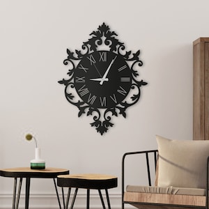 Farmhouse Large Wall Clock / Silent Wall Clock / Farmhouse Kitchen Wall Clock / Rustic Wall Clock / Roman Numerals / Metal Wall Clock