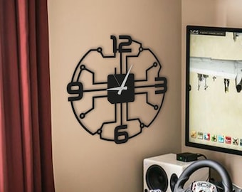 Digital Large Wall Clock / Silent Wall Clock / Farmhouse Wall Clock / Rustic Wall Clock / Roman Numerals / Metal Wall Clock / Housewarming