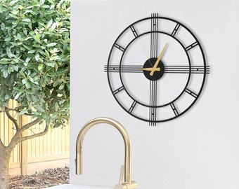 Modern Oversized Wall Clock, Silent Large Wall Clock, Unique Round Clock for Wall