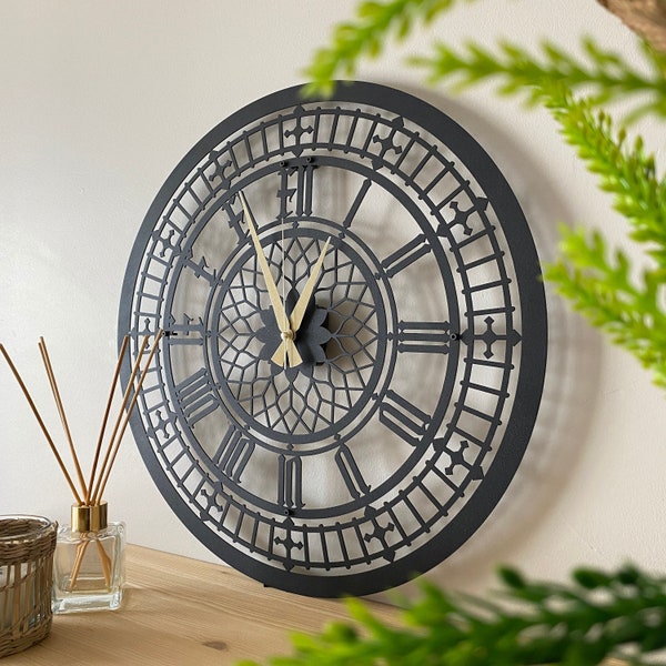 Reloj de pared de gran tamaño Big Ben / Reloj de pared grande / Reloj de pared de granja / Reloj de pared rústico / Reloj de pared de metal / Housewarming