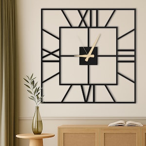 Square Large Unique Wall Clock, Oversized Wall Clock, Modern Silent Wall Clock for Living Rooms