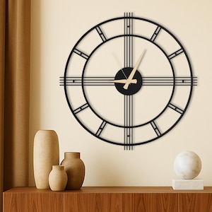 Horloge murale surdimensionnée minimale, grande horloge murale silencieuse, horloge ronde unique pour mur