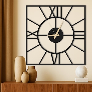 Horloge murale carrée surdimensionnée, grande horloge murale unique, horloge murale silencieuse moderne pour salon