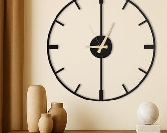 Minimal Oversized Wall Clock, Large Unique Wall Clock, Modern Silent Wall Clock for Living Rooms