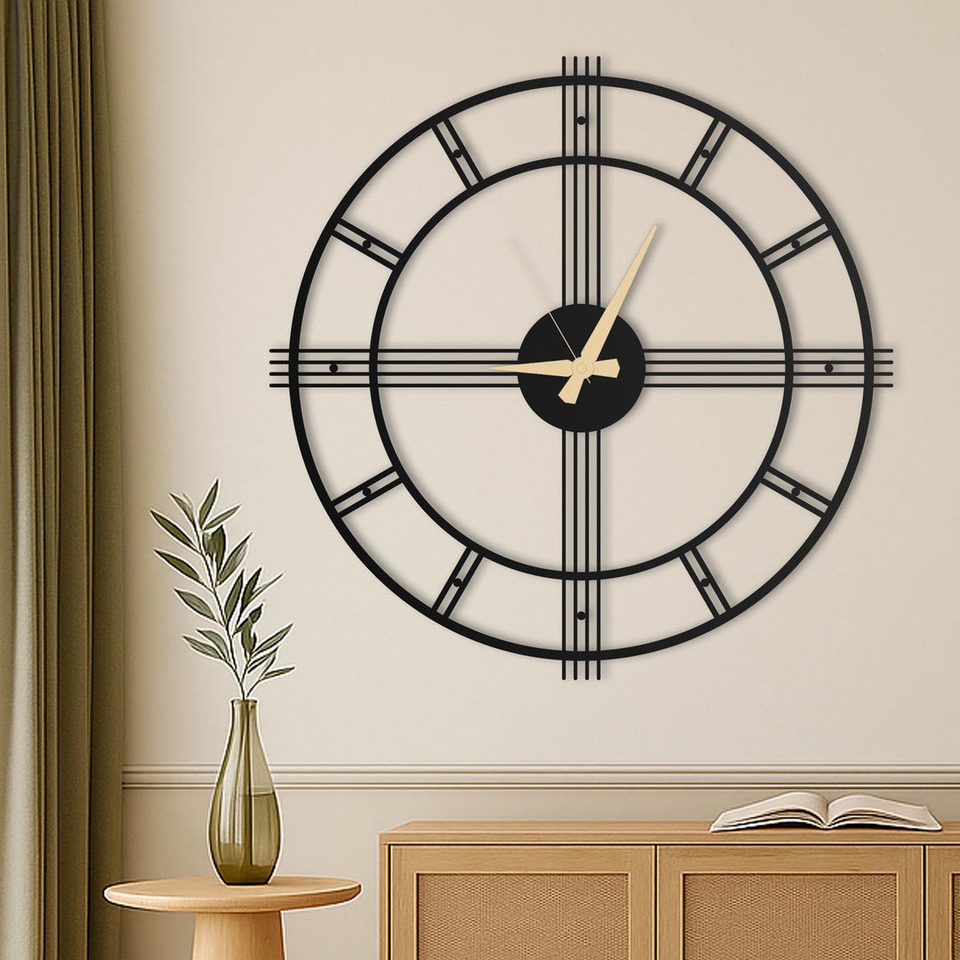 Minimal Large Unique Wall Clock, Oversized Wall Clock, Modern Silent ...