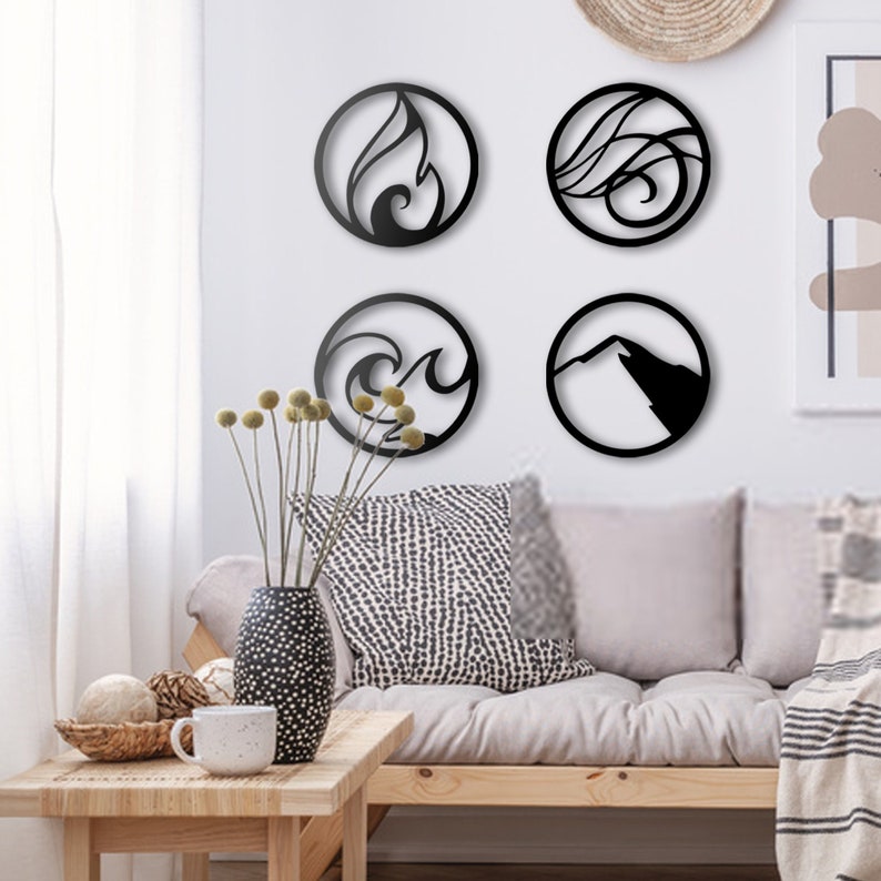 Four Elements Metal Wall Art Boho Garden Wall Decor Etsy