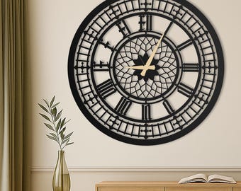 Big Ben Large Unique Wall Clock, Oversized Wall Clock, Modern Silent Wall Clock for Living Rooms