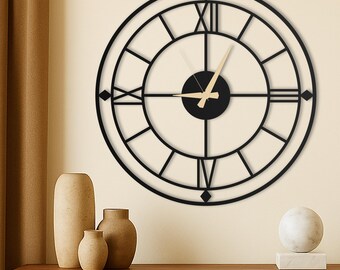 Compass Oversized Wall Clock, Large Unique Wall Clock, Modern Silent Wall Clock for Living Rooms