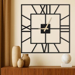 Horloge murale carrée surdimensionnée, grande horloge murale moderne pour le salon et le bureau