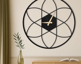 Grande horloge murale unique Lotus, horloge murale surdimensionnée, horloge murale silencieuse moderne pour salon