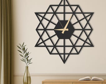 Geometryczny Duży Unikalny Zegar Ścienny, Duży Zegar Ścienny, Nowoczesny Cichy Zegar Ścienny do Salonów