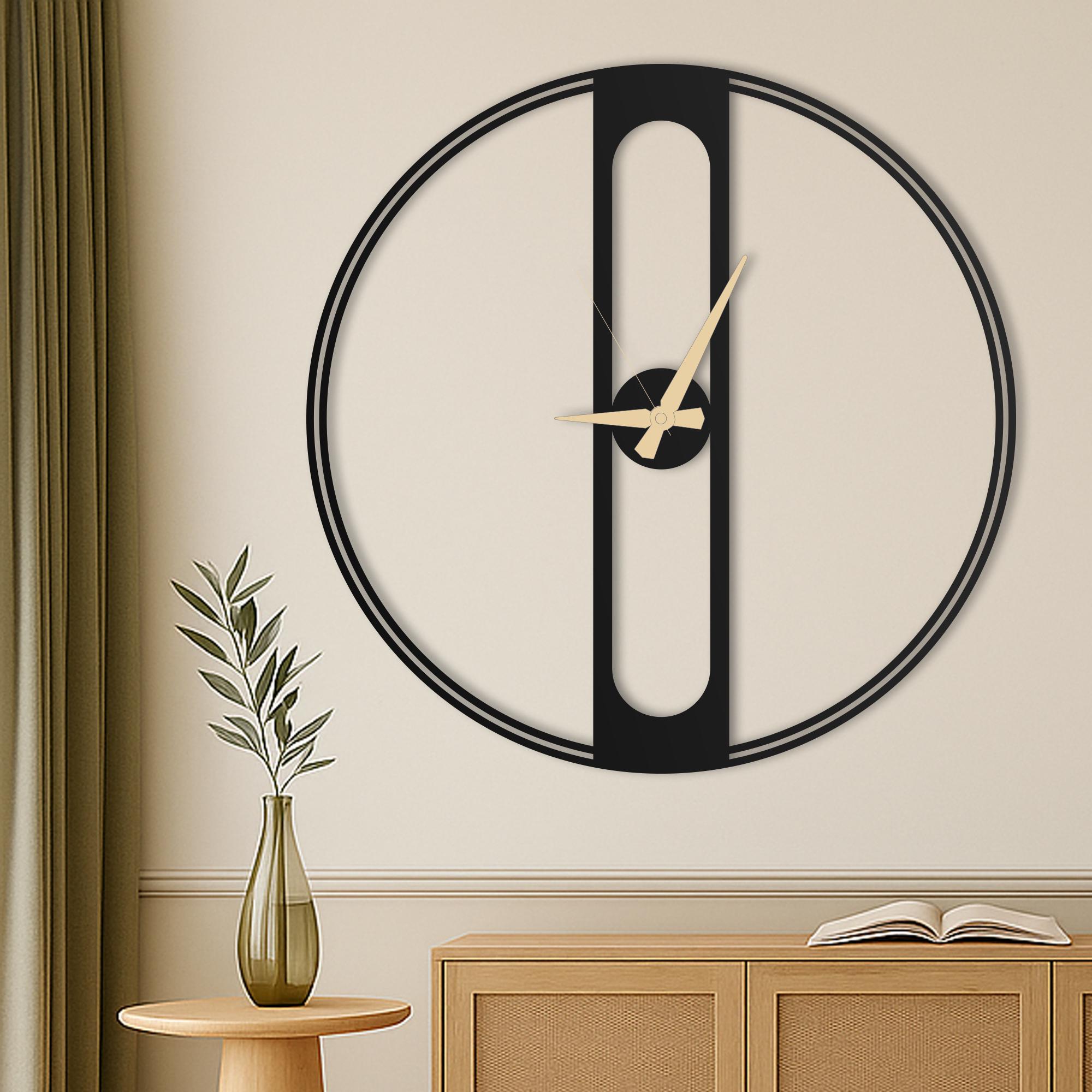 Minimal Large Unique Wall Clock, Oversized Wall Clock, Modern Silent Wall Clock for Living Rooms