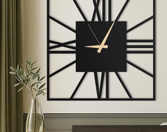 Square Large Oversized Wall Clock, Unique Modern Rectangle Wall Clock