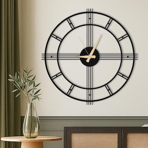 Grande horloge murale minimale, horloge murale surdimensionnée unique moderne, horloge ronde silencieuse pour mur