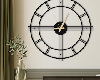 Minimal Large Wall Clock, Modern Unique Oversized Wall Clock, Silent Round Clock for Wall
