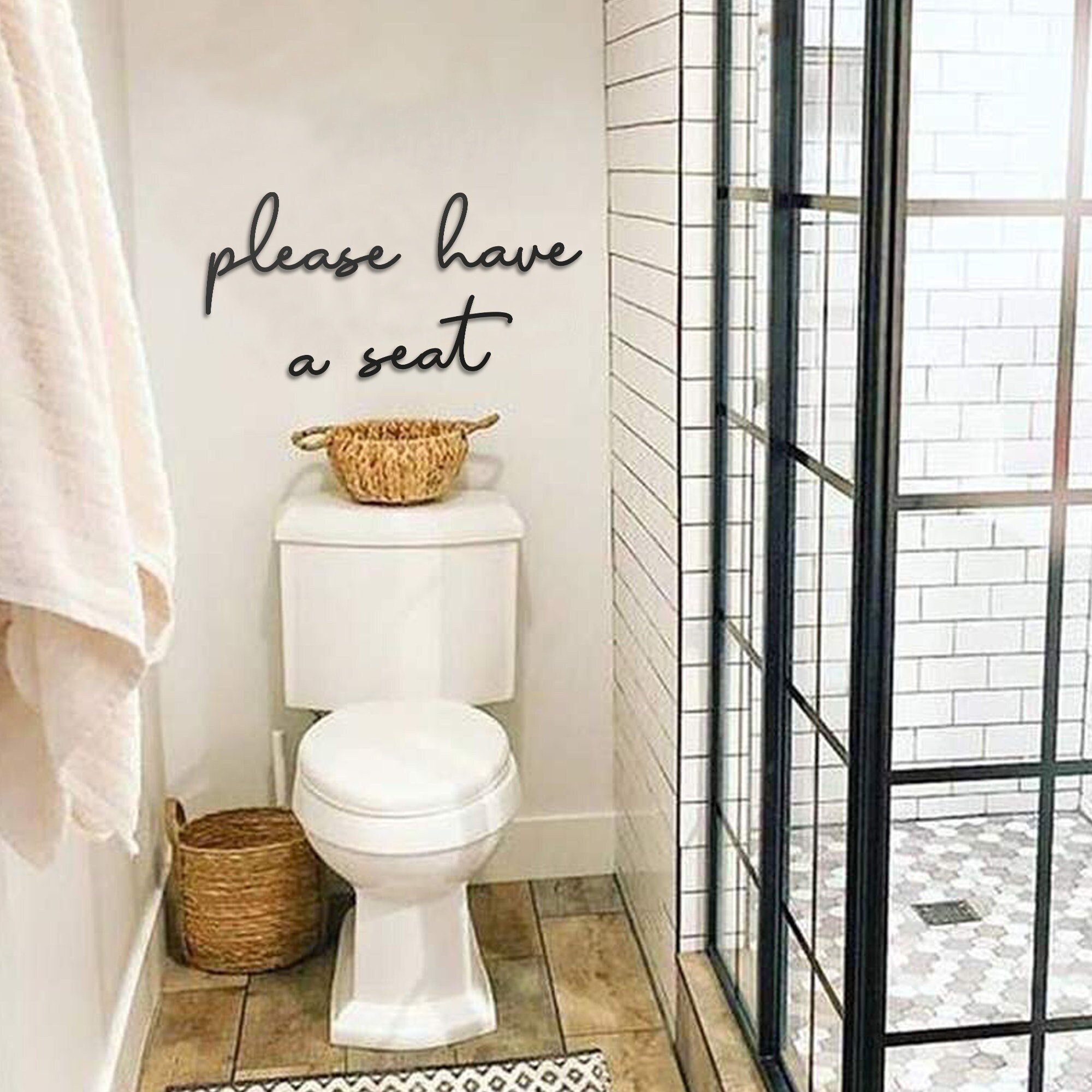 Please Have a Seat Bathroom Wall Decor, Funny Bathroom Sign & Farmhouse Wall Decor