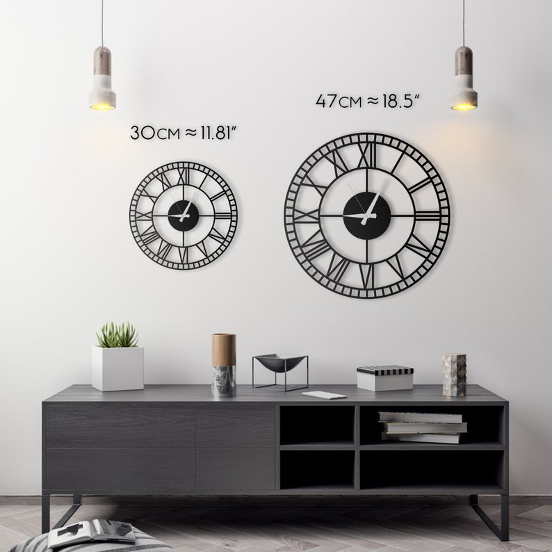 Roman Large Wall Clock / Oversized Wall Clock / Farmhouse Wall Clock / Rustic Wall Clock / Roman Numerals / Metal Wall Clock / Housewarming image 9