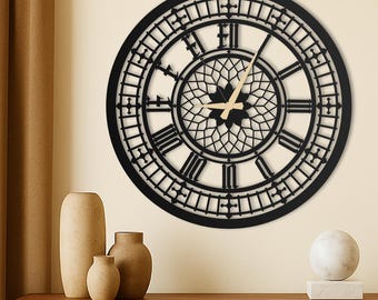 Big Ben Large Wall Clock, Oversized Unique Wall Clock, Farmhouse Wall Clock, Rustic Wall Clock, Metal Wall Clock, Housewarming Gift