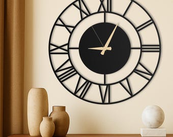 Oversized Large Wall Clock, Unique Minimal Wall Clock, Silent Metal Wall Clock