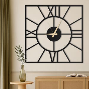 Square Large Unique Wall Clock, Oversized Wall Clock, Modern Silent Wall Clock for Living Rooms