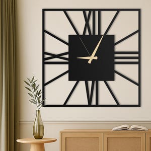 Square Large Unique Wall Clock, Oversized Wall Clock, Modern Silent Wall Clock for Living Rooms