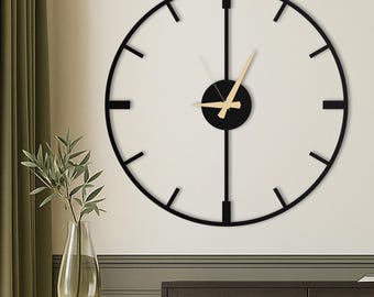 Grande horloge murale minimale, horloge murale unique surdimensionnée, horloge murale silencieuse moderne pour salon
