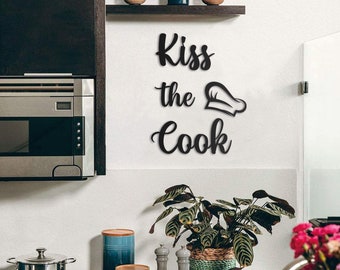 Kiss The Cook Kitchen Wall Decor, Kitchen Sign for Lake House