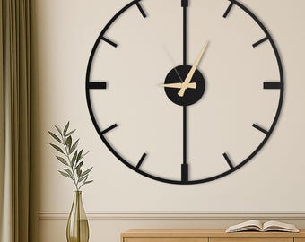Minimal Large Unique Wall Clock, Oversized Wall Clock, Modern Silent Wall Clock for Living Rooms