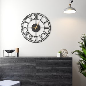 Roman Large Wall Clock / Oversized Wall Clock / Farmhouse Wall Clock / Rustic Wall Clock / Roman Numerals / Metal Wall Clock / Housewarming image 7