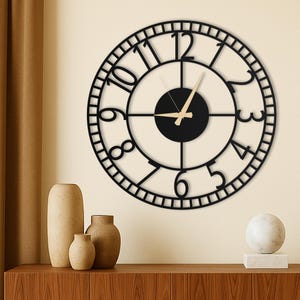 Numbers Oversized Large Wall Clock, Unique Minimal Wall Clock, Silent Metal Wall Clock
