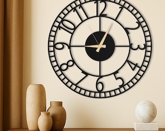 Numbers Oversized Large Wall Clock, Unique Minimal Wall Clock, Silent Metal Wall Clock