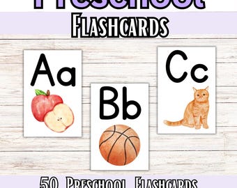 Preschool Alphabet Flashcards – Homeschool Learning (Digital Download)
