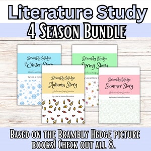Brambly Hedge 4 Season Bundle, Homeschool Literature and Cooking Unit, Charlotte Mason style, unit studies, Spring Summer Autumn Winter