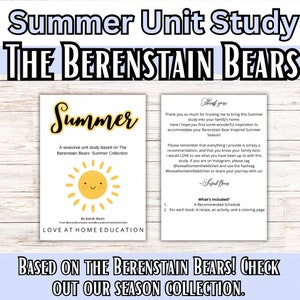 Summer with the Berenstain Bears Book Guide, Charlotte Mason style curriculum, with Book List for a Homeschool Mom, Seasonal Printables