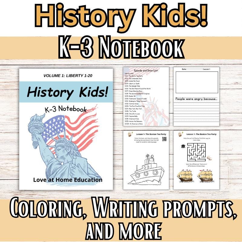 History Kids Curriculum – 20 Liberty Lessons, K-6, Homeschool Teacher's ...