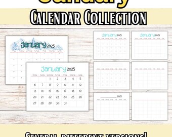 January 2025 Calendar Collection, Homeschool Printable (Digital Download)