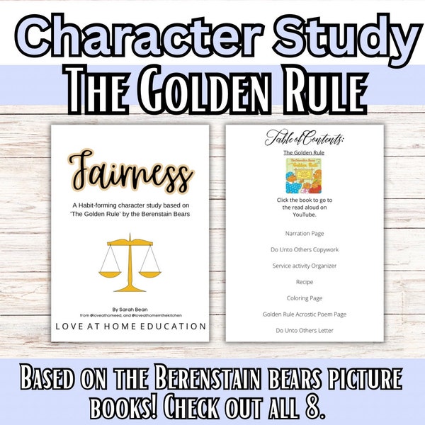 Bible based Character Study- The Golden Rule, Digital service activities, Writing and Bible study for homeschoolers, the Berenstain bears
