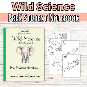 Wild Science Elementary Science Curriculum- Just the PreK Student Notebook and Teacher&#39;s Guide- Animal Science Homeschool Resource Preschool