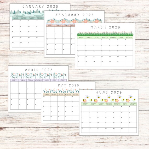 2023 Calendar Printables January February March April May - Etsy