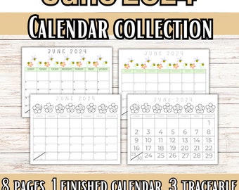 June 2024 Calendar Printable, Pdf Calendar, Traceable Calendar for Kids, Calendar Printable for June, Blank Printable Calendar