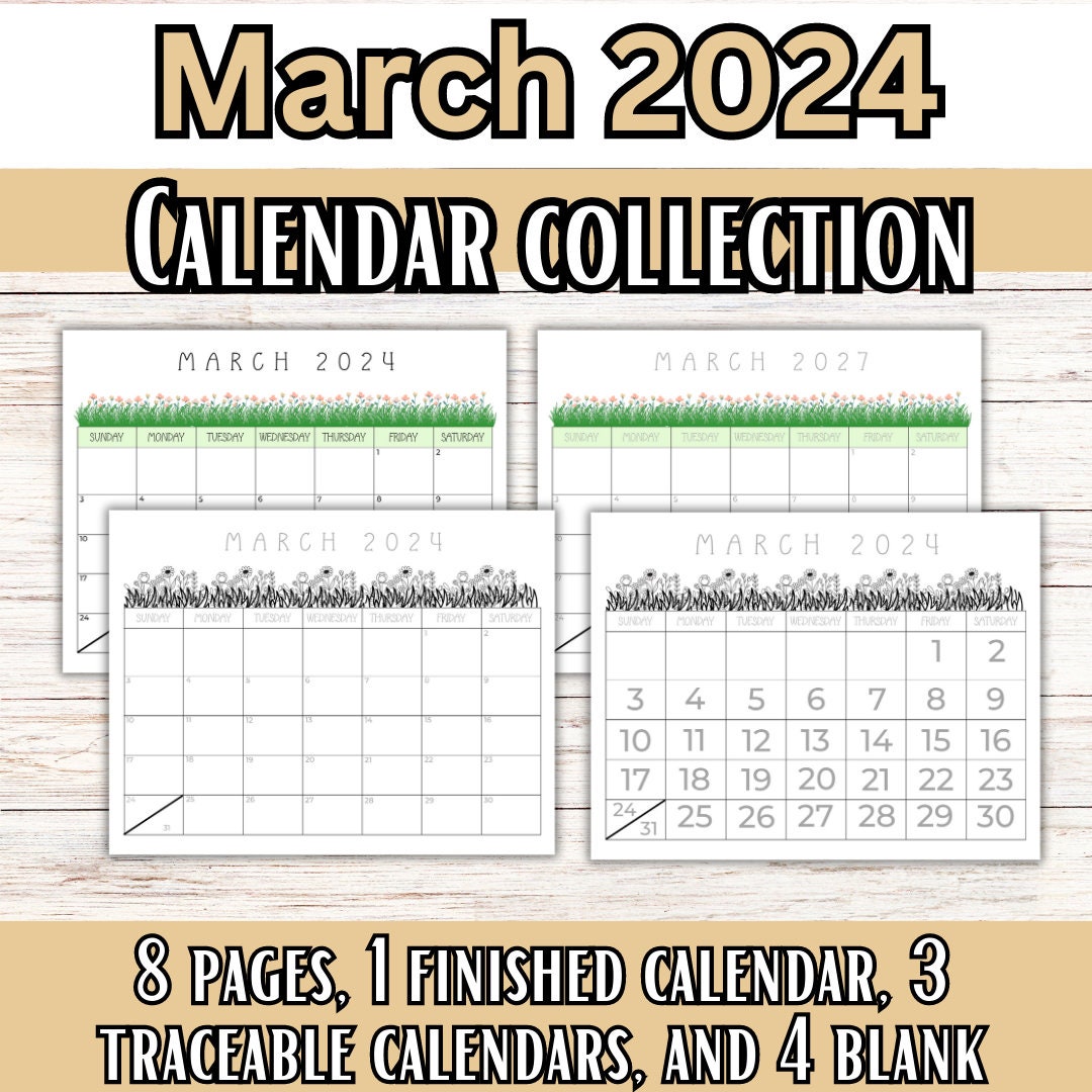 February 2024 Calendar Printable, Pdf Calendar, Traceable Calendar for
