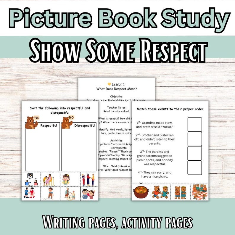 Respectful Sorting The Berenstain Bears Show Some Respect- Literature Picture Book Study ...