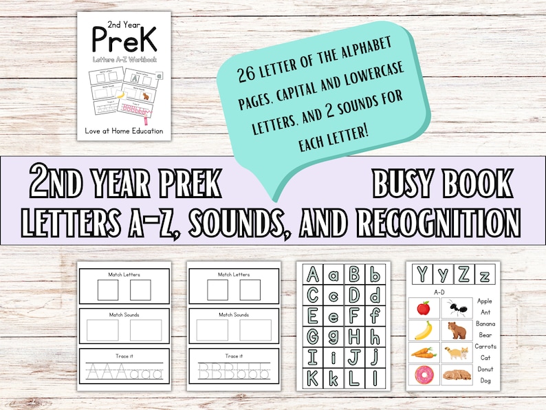2nd Year Prek A-Z Busy Book - Alphabet Busy Book for Preschoolers ...
