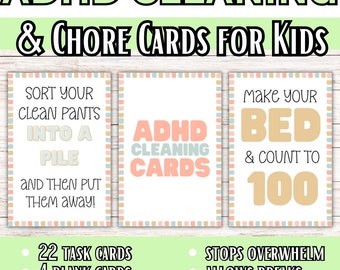 ADHD Cleaning Chore Cards for Kids, Teens, Adults (Printable)