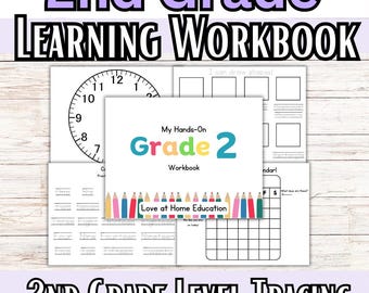 2nd Grade Learning Workbook: Math, Writing (Digital Download)