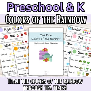 Colors of the Rainbow Time Guide | Preschool Colors | Homeschool Tea Time | Charlotte Mason | Homeschool Holiday | Handwriting and Recipes