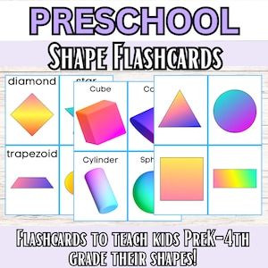 Juego de cartas con formas de preescolar a cuarto grado / Recursos matemáticos para educación en el hogar y no escolares / Escuela primaria Educación en el hogar / Aprendizaje preescolar / Unidad de formas
