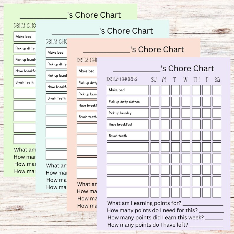 Editable Canva Template Chore Charts for Older Kids 10 Etsy