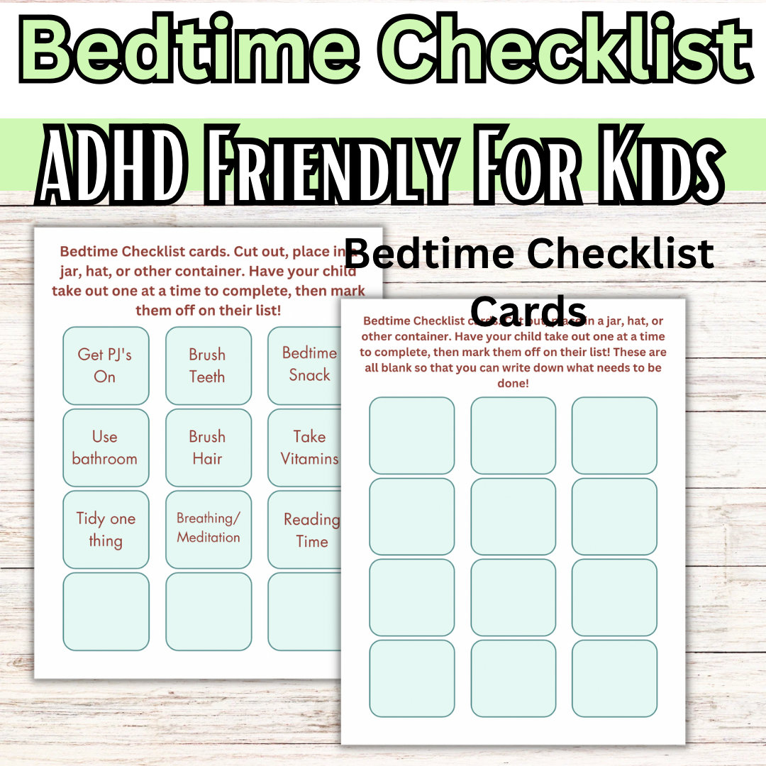 ADHD Blank Bedtime Checklist for Kids, Teens, Adults Homeschool ...