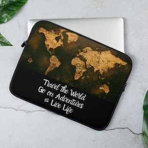 Funda de portátil 13 y 15 pulgadas / resistente al agua / impresión de mapa mundial / cubierta del ordenador portátil y fundas / macbook, ipad, chromebook y superficie